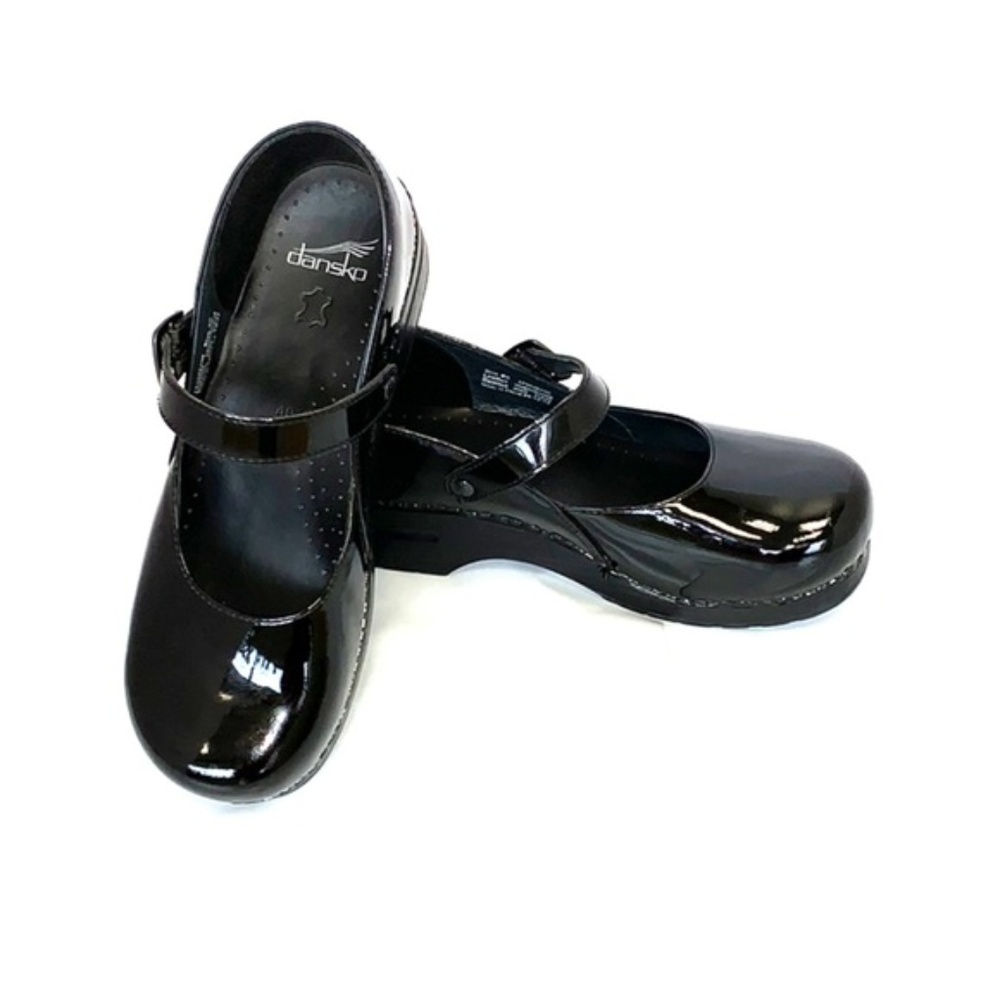 Dansko Black Patent Leather Mary Jane Clogs Size 5